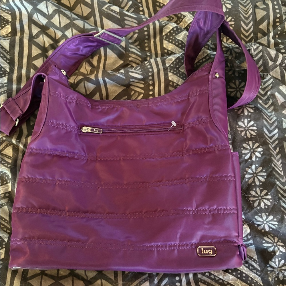 Lug Purple Quilted Shoulder Bag with Adjustable Straps